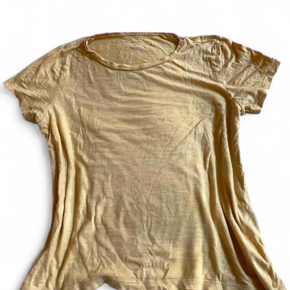 American-eagle Women's Yellow and Cream T-shirt